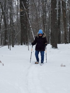 Mom snowshoeing